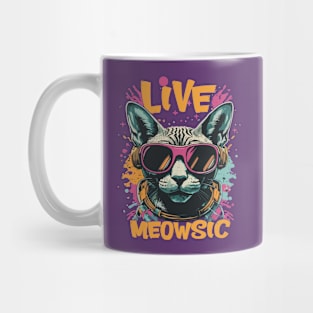 Live Meowsic DJ Sphinx Cat Disc Jockey Fun EDM Hiphop Music Mug